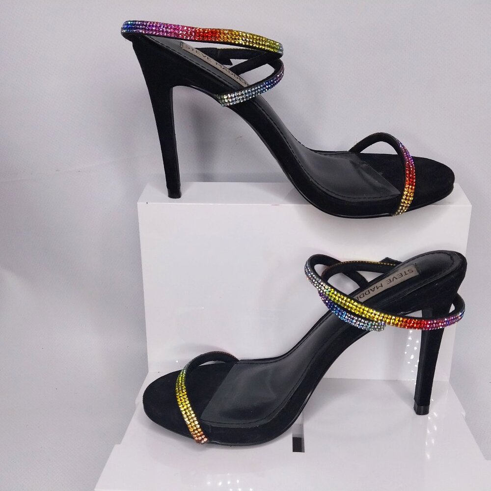 Steve Madden Festive Fest Rainbow Rhinestone Size 6,5